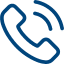 Blue icon of a telephone handset with sound waves, indicating a call or phone communication.